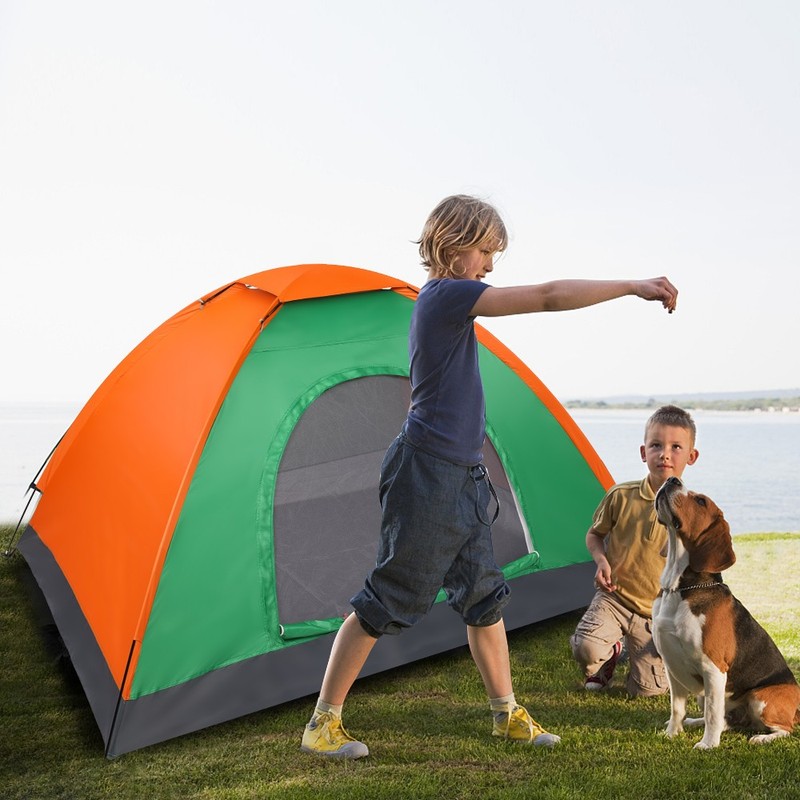 Double Layered Orange Green Tent gallery