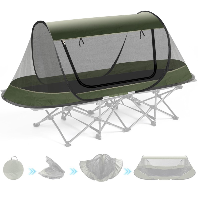 Pop-Up Mosquito Tent for Camping, 1 Person Bug Net Cot Tent, 3s Automatic Set…