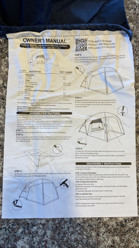 Ozark Trail 2 Person Tent with Oversized Vestibule, Blue - Brand New gallery