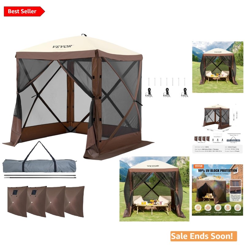 Versatile 6x6FT Gazebo Tent with UV Protection & Mesh Windows for Outdoor Fun