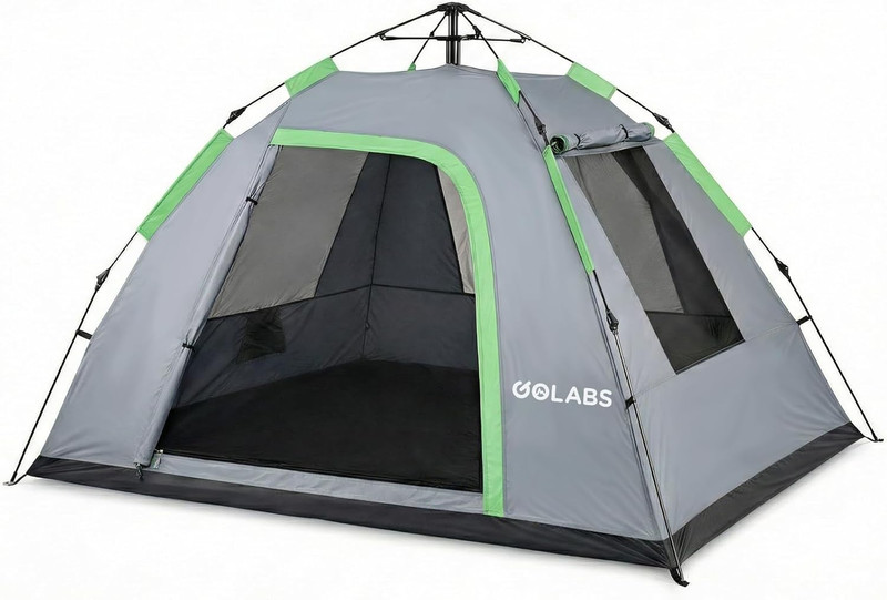 Pop up Camping Tent for 2/3/4 Person, 1-Min Setup by Pre-Attached Pole, 4 Side M