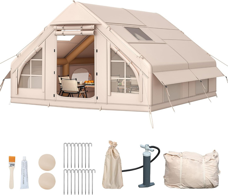 13FT X 10FT Inflatable Camping Tents, 6-8 People Inflatable House Tents with Pum