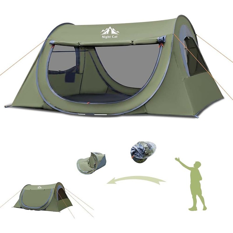 1-2 Person Outdoor Camping Waterproof Layer Tent 4 Season Hiking Folding Camping
