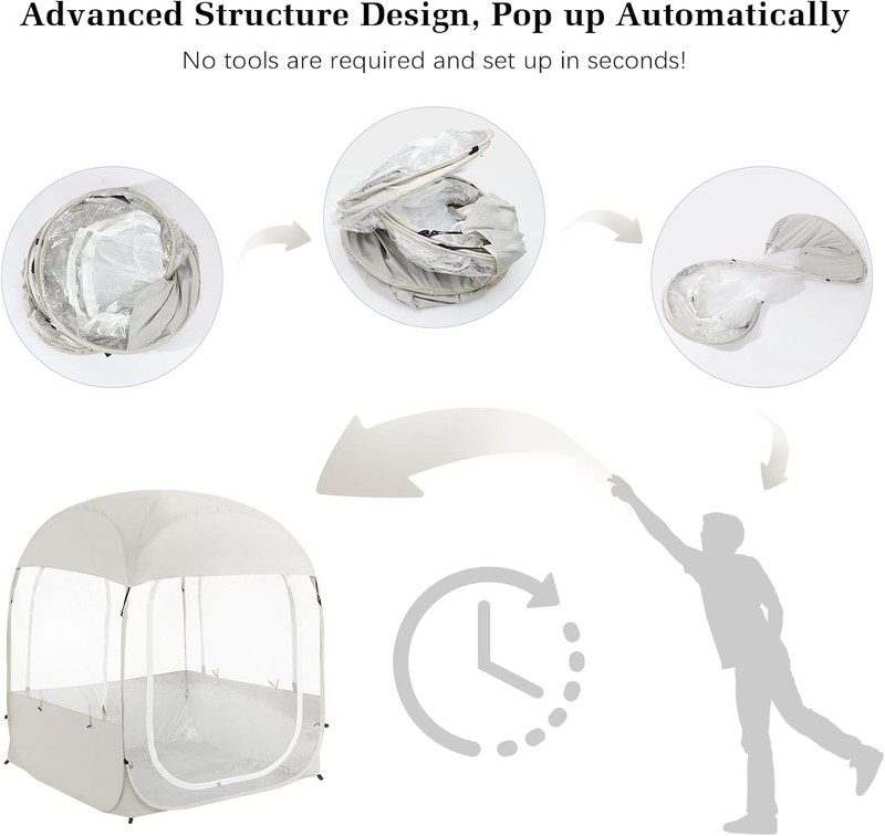 Clear View Pop Up Outdoor Sports Tent for 1-4 People w/Carry Bag 63 x 63 x 63 gallery