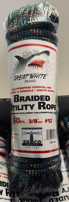 Camo 50FT X 3/8" Braided utility rope 880 lb break strenght makes knots easily