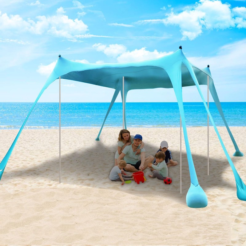 Beach Canopy Beach Tent 11X11 FT 6 Sandbags 4 Stability Poles Beach Shade Can…