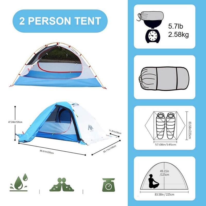 4 Season Waterproof Double Layer Tent 2 Person Ultralight fr Camping Backpacking gallery