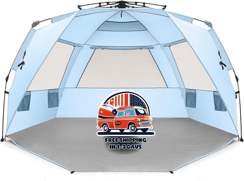 Tienda De Playa Grande XL 99″ Para 4-6 Personas Refugio Solar Fácil Montaje NEW