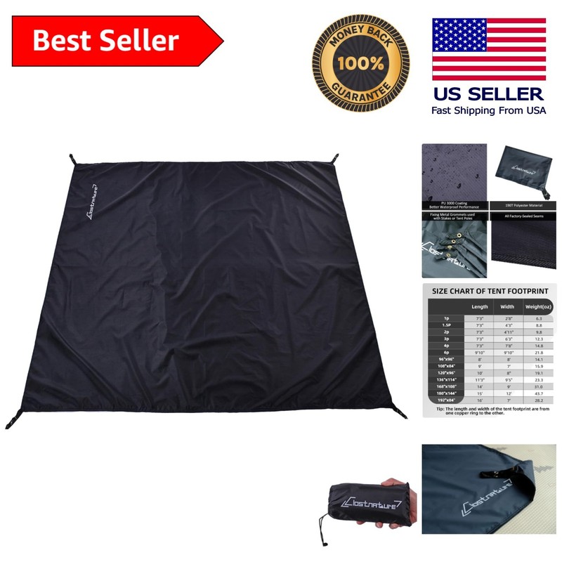 Heavy-Duty Waterproof Tent Footprint for 2-Person Tents – Ultralight & Compact