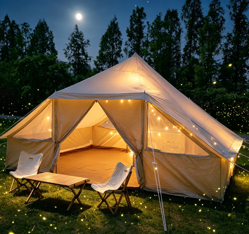 Outdoor cotton tent 5-8 people luxury camping bell tent Waterproof hotel camp gallery