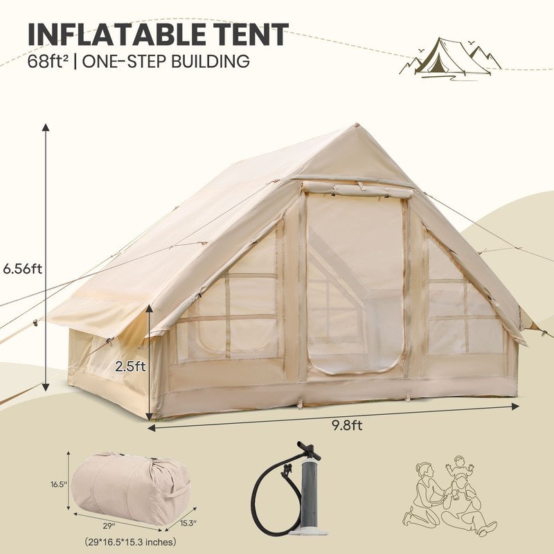 4-8 Person Inflatable Tents for Camping, 4 Season Cotton Glamping Tent, Easy Set gallery