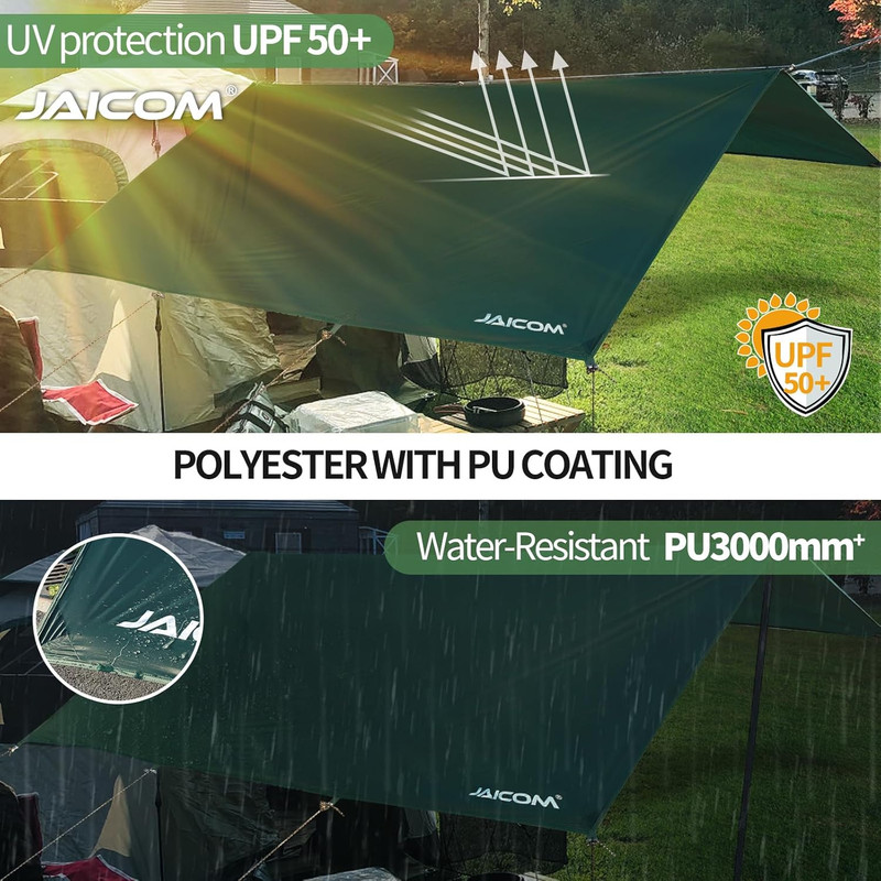 Waterproof Camping Tarp - 10X13ft Hammock Rain Fly, Ultralight & Portable & UV P gallery
