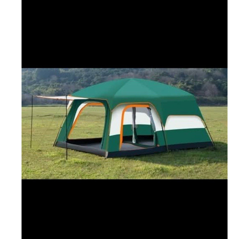Green Waterproof Cabin Tent 4 Person Portable Polyester 330x210x185cm Camping