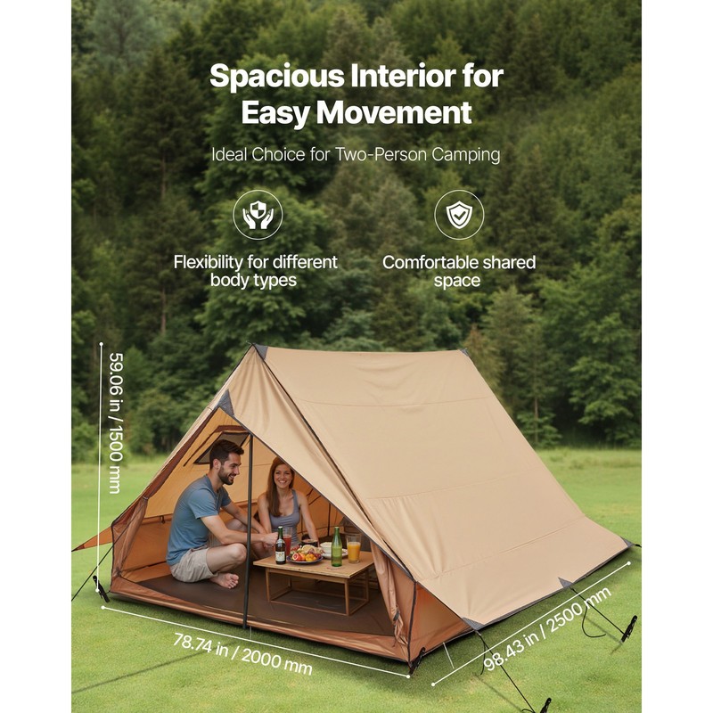 Uimoso 2-Person Camping Hot Tent Cabin with Stove Jack & Ground Mat Lightweight gallery