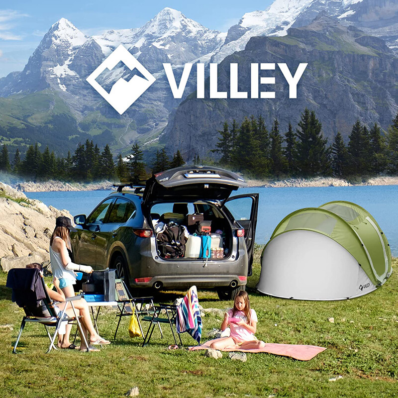 VILLEY 2 Persons Camping Beach Tent Pop Up Tent Waterproof Automatic Setup w/Bag gallery