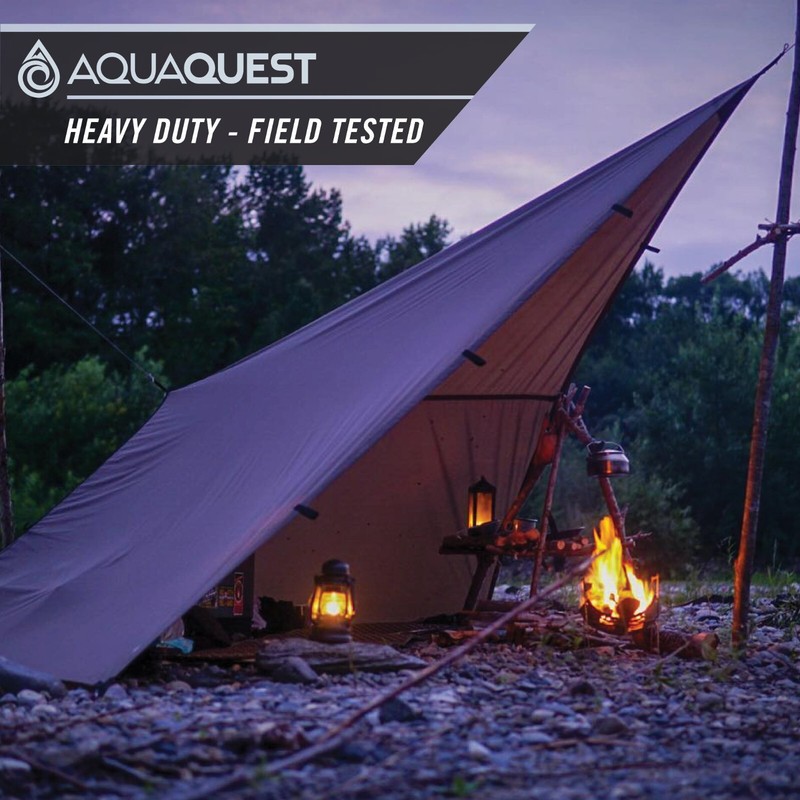 AQUAQUEST Defender 13x10 Camping Tarp - Waterproof, Olive Drab, Outdoors gallery