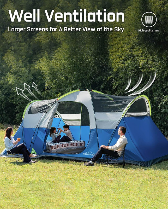 LOYEAHCAMP 8 Person Larger Extended Dome Camping Tent with 3 Rooms, Waterproof S gallery