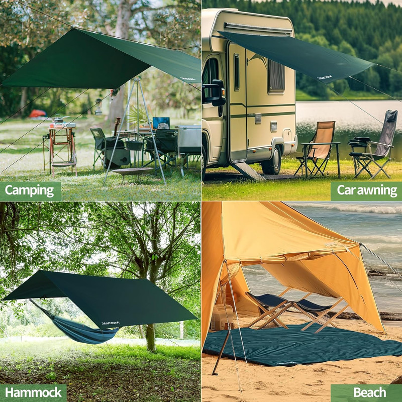 Waterproof Camping Tarp - 10X13ft Hammock Rain Fly, Ultralight & Portable & UV P gallery