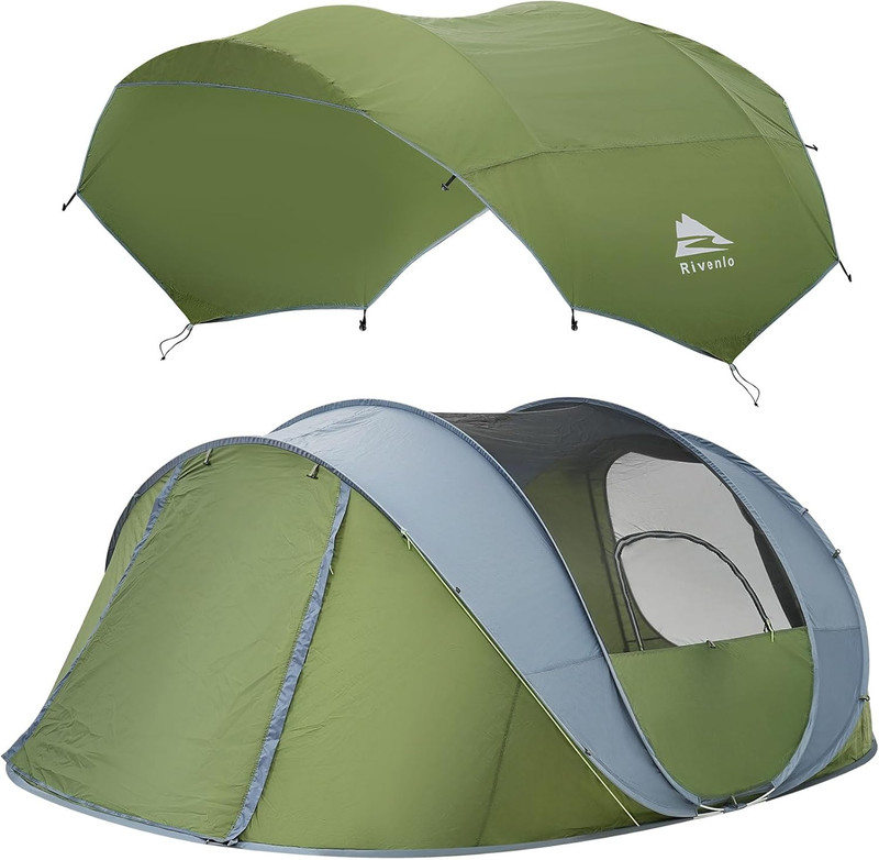 4/6 Person Easy Pop up Tent, Waterproof, Automatic Setup,2 Doors-Instant Family