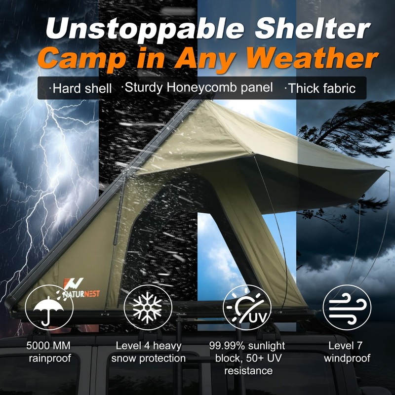 Naturnest Ultra Slim Roof Top Tent w/Air Mattress Waterproof UV - Polaris Lite gallery