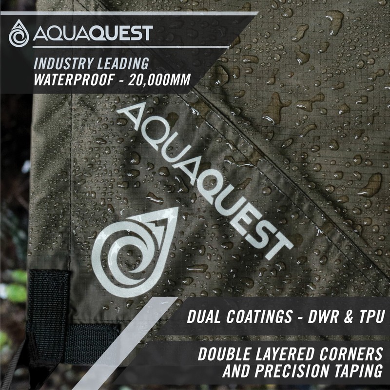 AQUAQUEST Defender 13x10 Camping Tarp - Waterproof, Olive Drab, Outdoors gallery