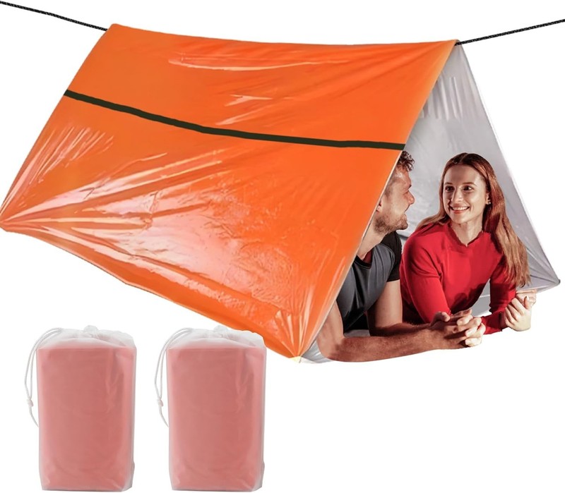 Compact 2-Person Mylar Emergency Shelter - Waterproof Survival Tent - Orange gallery