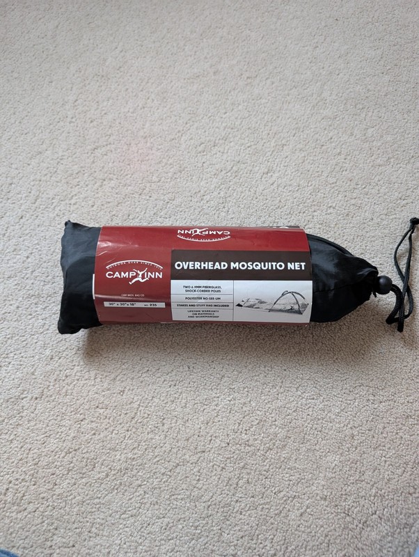 Camp Inn Overhead Mosquito Bar 30″x30″x 18″ Polyester No-See-Um/Fiberglass Poles