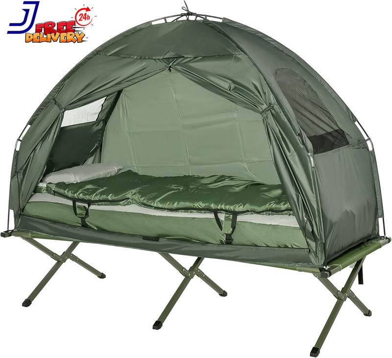Multifunctional Folding Camping Cots for Adults Elevated Tent with Sleeping Bag