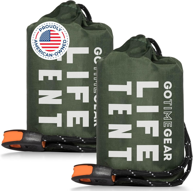 Survival Life Tent • 2 Person Mylar Emergency Shelter Tube Tent + Paracord • All