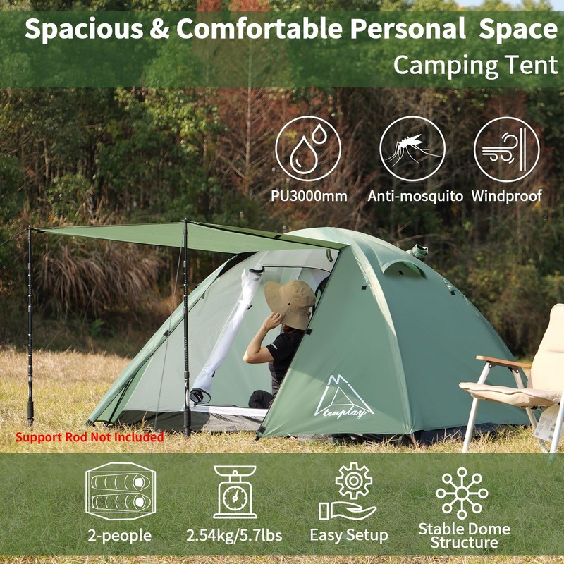 TENPLAY 2Person CampingTent,Lightweight,Backpacking Tent,210T Polyester PU300... gallery