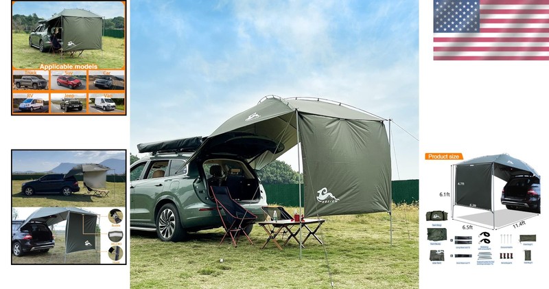 Spacious 136.8"x78" Tailgate Tent Awning for Full-Size SUVs - Waterproof Design gallery