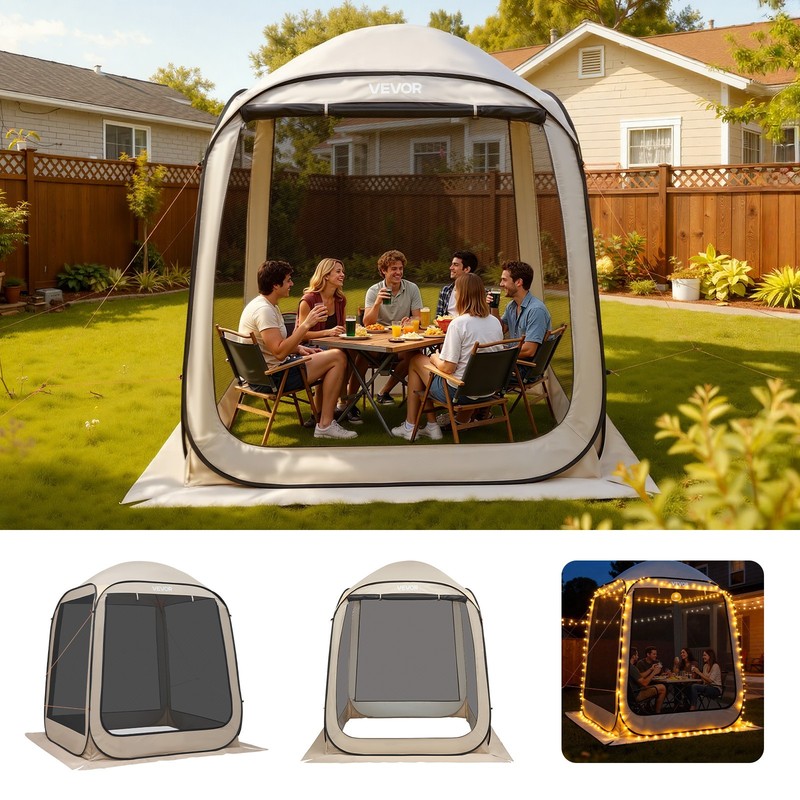 VEVOR Screen House Tent Pop Up Screen Tent 6 x 6 ft For 4-6 Person Carry Bag