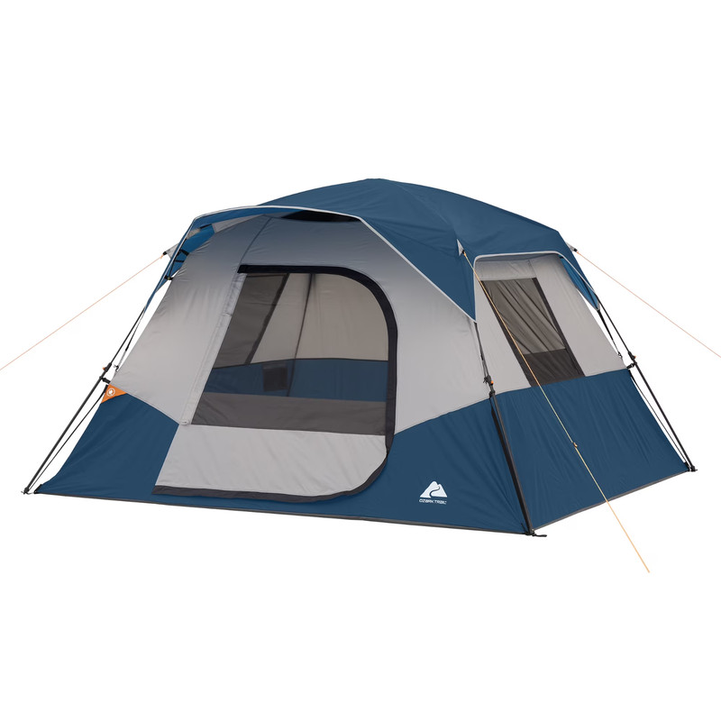 Ozark Trail 6 Person Family Instant Cabin Tent, 10' x 9' x 66", made with recycl