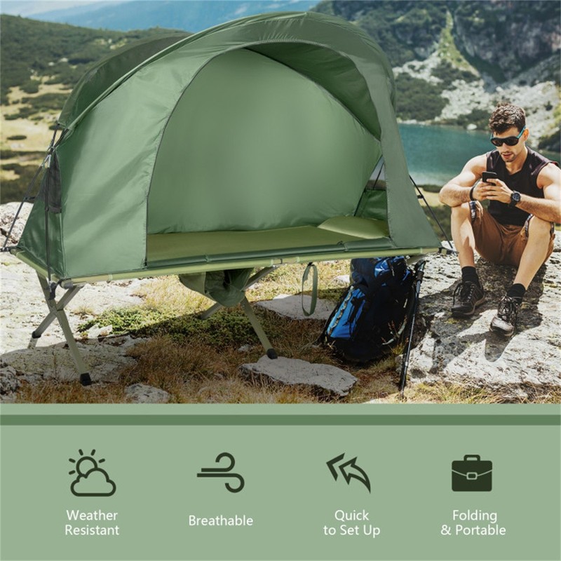 Camping Cot Tent with Sleeping Cot, Green, 6.5ft x 2.8ft gallery