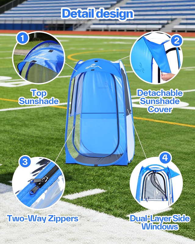 Pop up Sports Tent, 3-Side Clear TPU Transparent Shelter, All-Weather Warm Outdo gallery