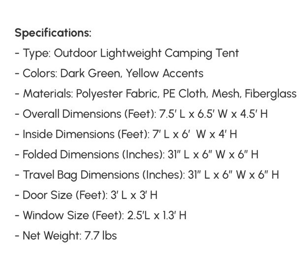 Outsunny Tent 7' x 6' Pop-Up Lightweight 2-Person w/Removable Rain Cover * NEW gallery