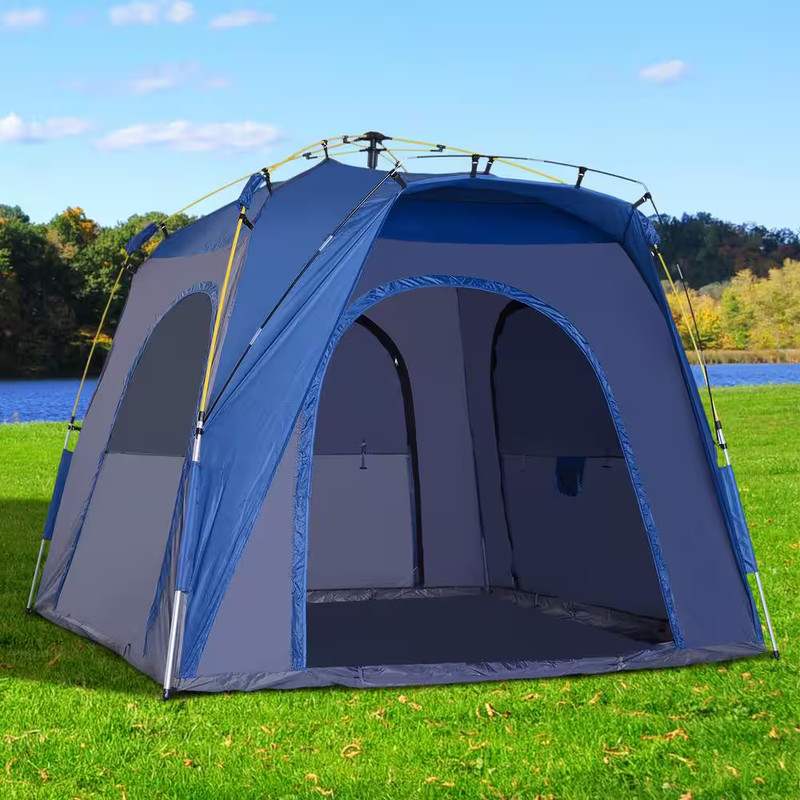 3-Season 5-Person Automatic Hydraulic Pop up Camping Tent in Blue gallery