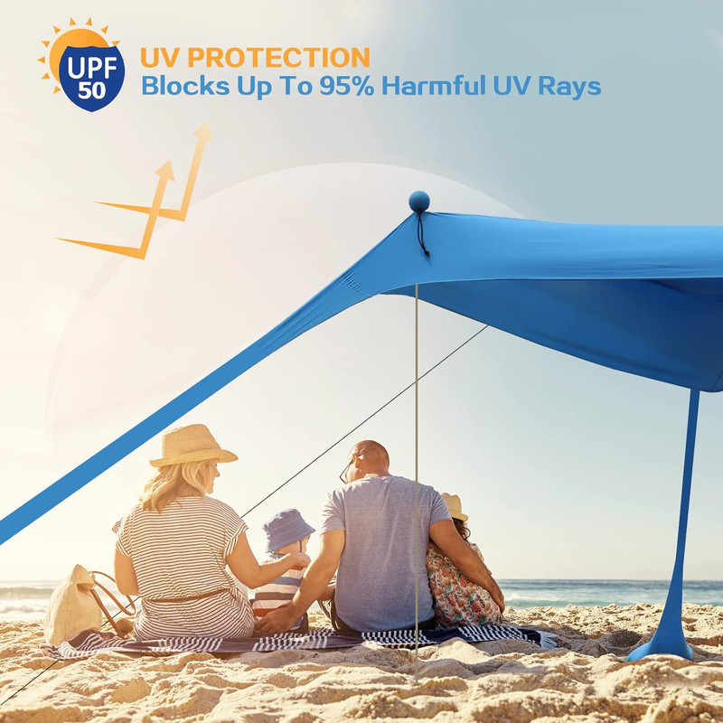 Beach Canopy Beach Tent UPF50+ 11X11 FT Easy to Setup Extra Windproof Rope Sun S gallery