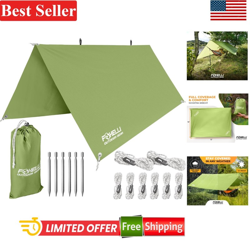 Durable 12x10ft Waterproof Camping Tarp – Easy Setup for All Outdoor Adventures
