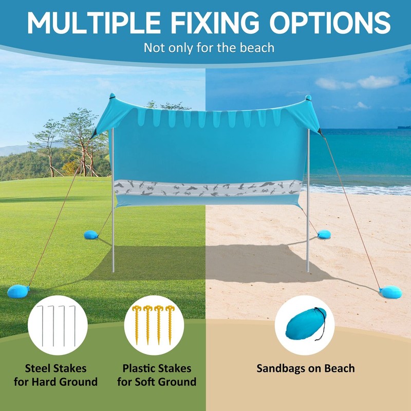 VILLEY 8×7FT Portable Beach Tent Sun Shelter UPF50+Protection Sun Shade w/2 Pole gallery