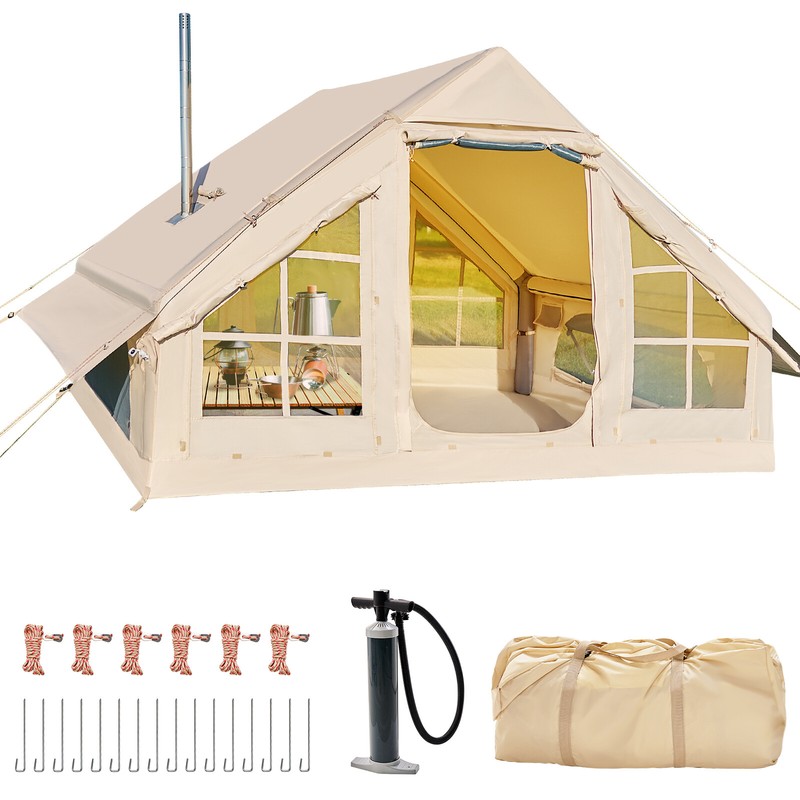 Inflatable Camping Tents for 6 Person Easy Setup Hot Tent Waterproof&UV-Protect