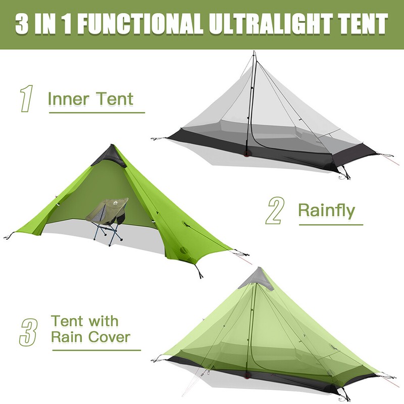 Night Cat Ultralight Rodless Tent Single Person Outdoor Camping Hiking Tents gallery