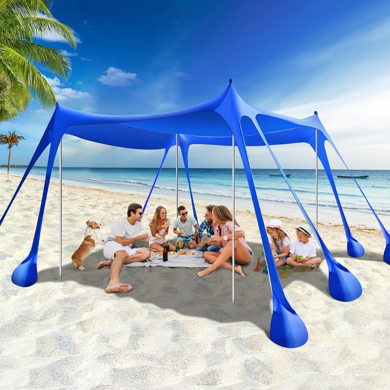 Rhino Valley Beach Tent, 10 X 10 FT Beach Shade UPF50+ Protection, Beachcanopy w