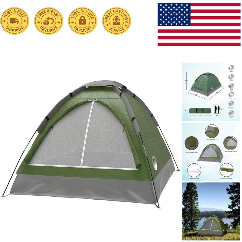 Water-Resistant 2 Person Dome Tent for Easy Setup – Great for Camping & Hiking