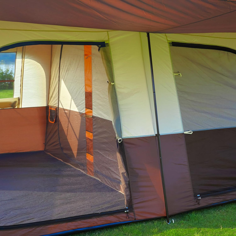 Extra Large Tent 12-14 Person,Family Cabin Tents,2 Rooms,Straight Wall,2 Doors 4 gallery
