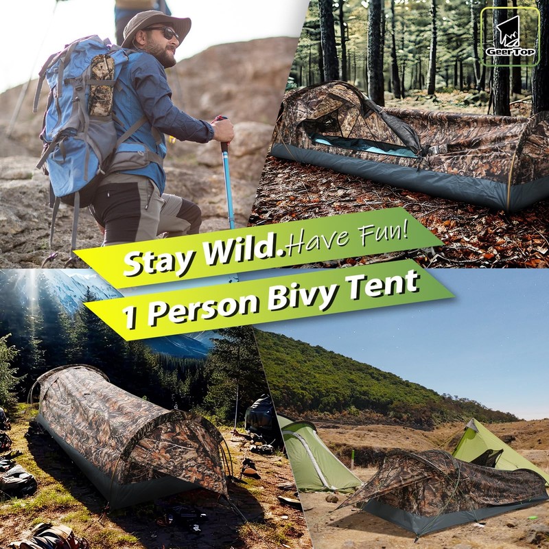 Ultralight Backpacking Single Person Tent Waterproof Camping 1 Man Bivy Tent ... gallery