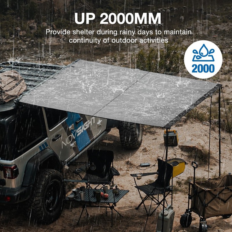 NOVSIGHT 6.6x6.6ft Carside Awning for Jeep Truck Roof Top Tent Sun Shade Camping gallery
