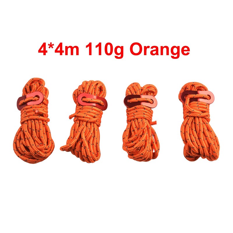 4X 4m Guy Rope Reflective Cord Lines W/ Runner Tent Camping Guide Picnic Camping gallery