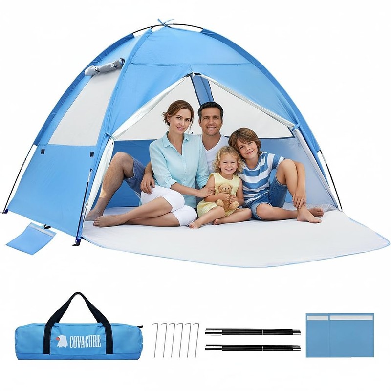 2026 Beach Tent Sun Shelter for 3-4 People, Waterproof Lightweight Canopy