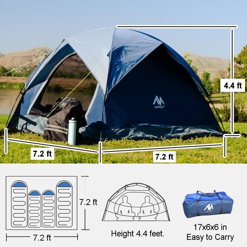 3-4 Person Camping Tent Easy Setup Double Layer Waterproof for Hiking Traveling gallery